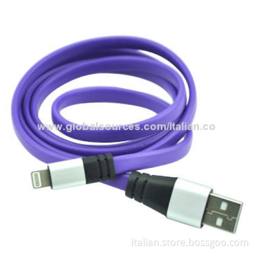 High quality flat lightning USB cable with aluminum shell